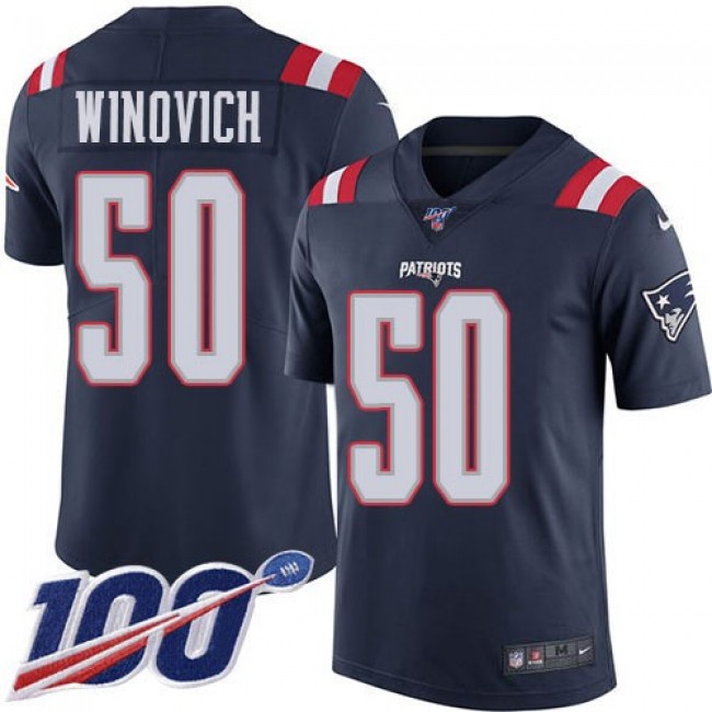 Nike Patriots #50 Chase Winovich Navy Blue Men's Stitched NFL Limited Rush 100th Season Jersey