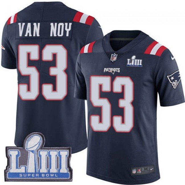 Nike Patriots #53 Kyle Van Noy Navy Blue Super Bowl LIII Bound Men's Stitched NFL Limited Rush Jersey