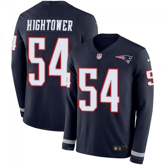 Nike Patriots #54 Dont'a Hightower Navy Blue Team Color Men's Stitched NFL Limited Therma Long Sleeve Jersey