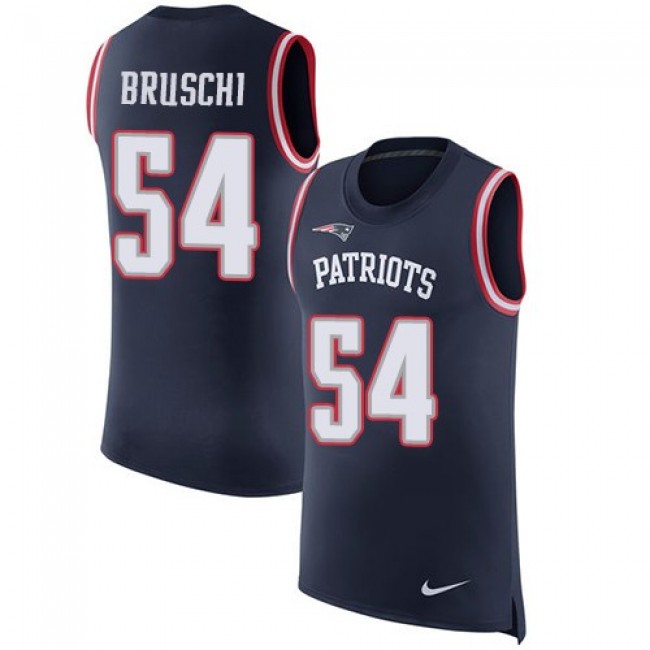 Nike Patriots #54 Tedy Bruschi Navy Blue Team Color Men's Stitched NFL Limited Rush Tank Top Jersey