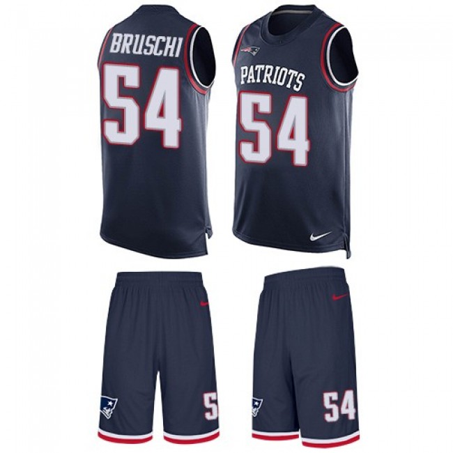 Nike Patriots #54 Tedy Bruschi Navy Blue Team Color Men's Stitched NFL Limited Tank Top Suit Jersey