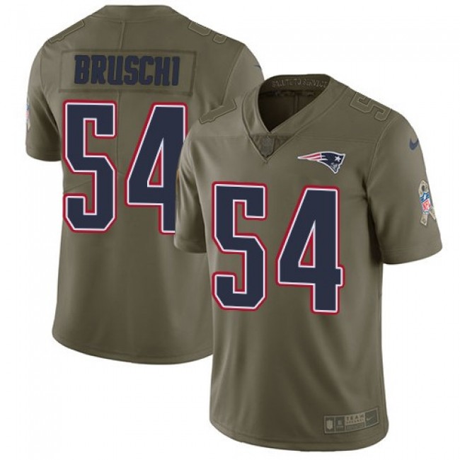 Nike Patriots #54 Tedy Bruschi Olive Men's Stitched NFL Limited 2017 Salute To Service Jersey