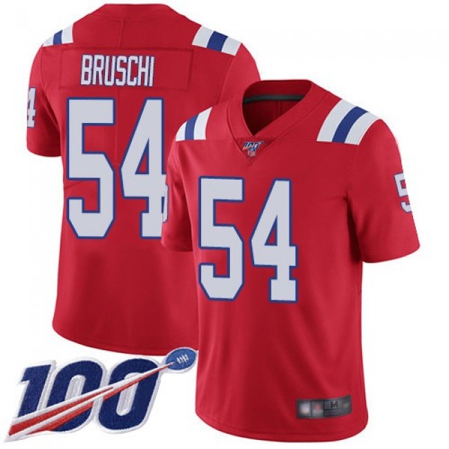 Nike Patriots #54 Tedy Bruschi Red Alternate Men's Stitched NFL 100th Season Vapor Limited Jersey