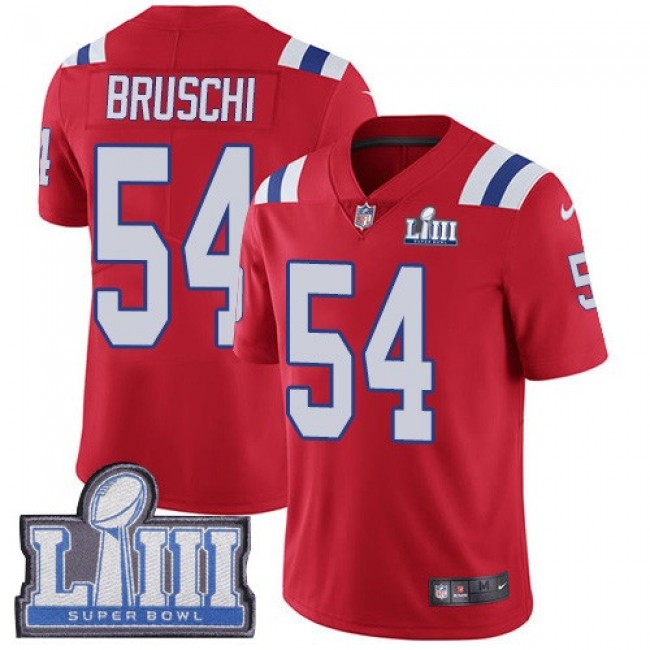 Nike Patriots #54 Tedy Bruschi Red Alternate Super Bowl LIII Bound Men's Stitched NFL Vapor Untouchable Limited Jersey