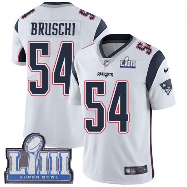 Nike Patriots #54 Tedy Bruschi White Super Bowl LIII Bound Men's Stitched NFL Vapor Untouchable Limited Jersey