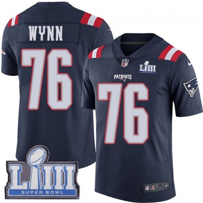 Nike Patriots #76 Isaiah Wynn Navy Blue Super Bowl LIII Bound Men's Stitched NFL Limited Rush Jersey