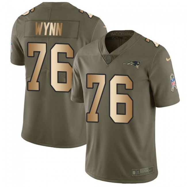 Nike Patriots #76 Isaiah Wynn Olive/Gold Men's Stitched NFL Limited 2017 Salute To Service Jersey