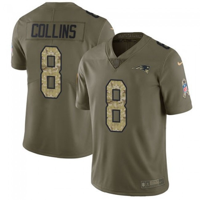 Nike Patriots #8 Jamie Collins Sr Olive/Camo Men's Stitched NFL Limited 2017 Salute To Service Jersey