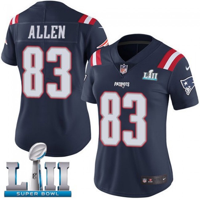 Women's Patriots #83 Dwayne Allen Navy Blue Super Bowl LII Stitched NFL Limited Rush Jersey