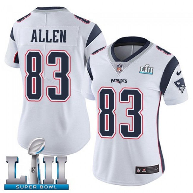 Women's Patriots #83 Dwayne Allen White Super Bowl LII Stitched NFL Vapor Untouchable Limited Jersey
