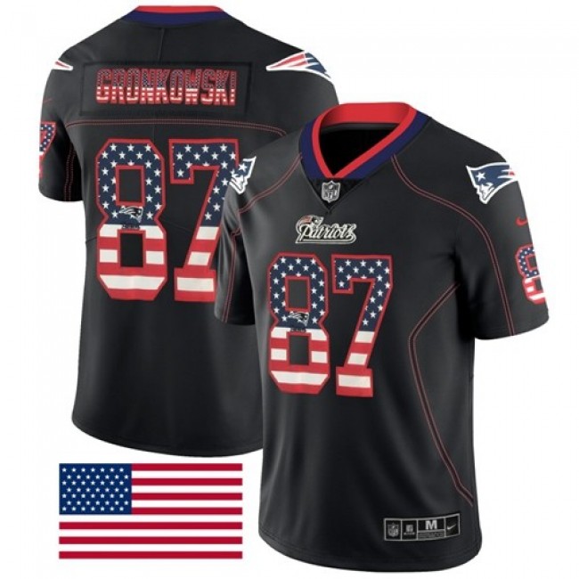 Nike Patriots #87 Rob Gronkowski Black Men's Stitched NFL Limited Rush USA Flag Jersey