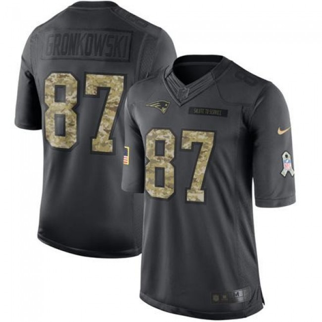 New England Patriots #87 Rob Gronkowski Black Youth Stitched NFL Limited 2016 Salute to Service Jersey