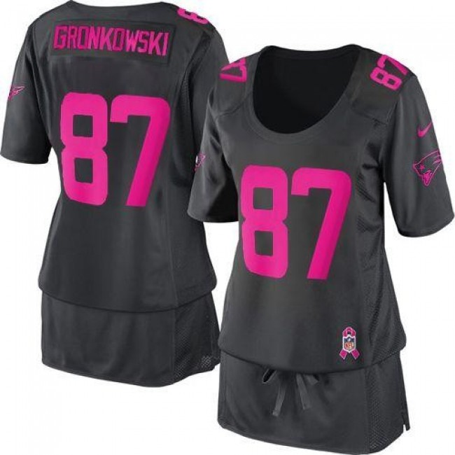 Women's Patriots #87 Rob Gronkowski Dark Grey Breast Cancer Awareness Stitched NFL Elite Jersey