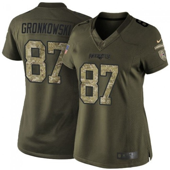 Women's Patriots #87 Rob Gronkowski Green Stitched NFL Limited 2015 Salute to Service Jersey