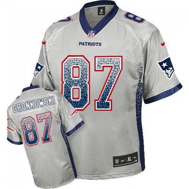 Nike Patriots #87 Rob Gronkowski Grey Men's Stitched NFL Elite Drift Fashion Jersey