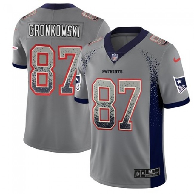 Nike Patriots #87 Rob Gronkowski Grey Men's Stitched NFL Limited Rush Drift Fashion Jersey