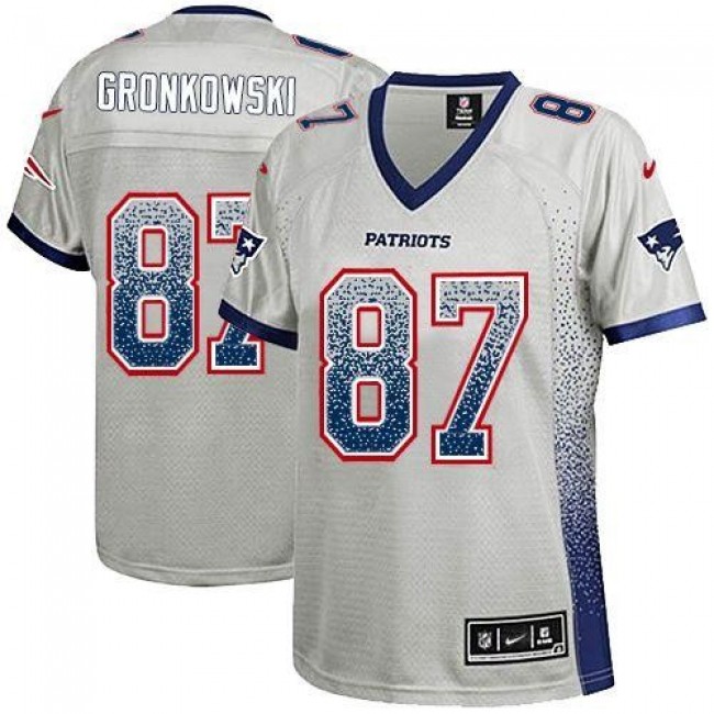 Women's Patriots #87 Rob Gronkowski Grey Stitched NFL Elite Drift Jersey
