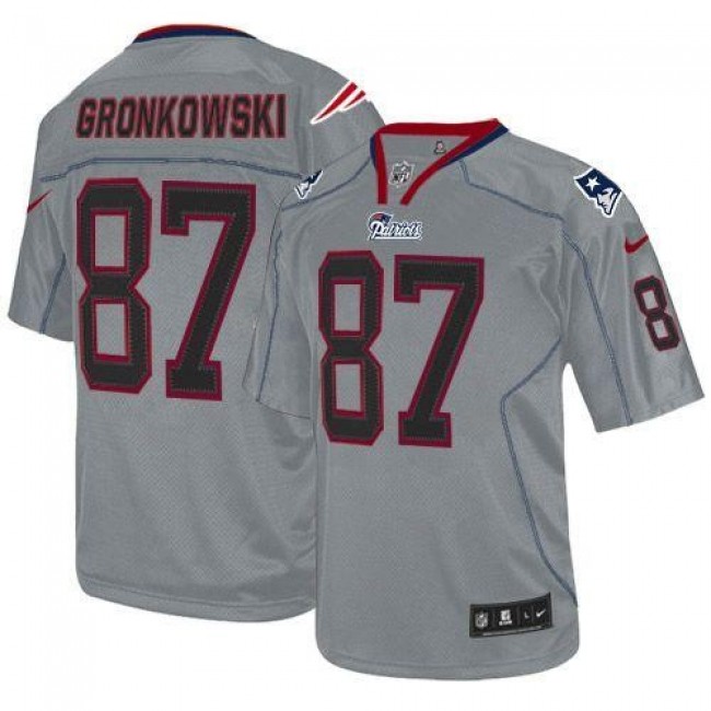 New England Patriots #87 Rob Gronkowski Lights Out Grey Youth Stitched NFL Elite Jersey