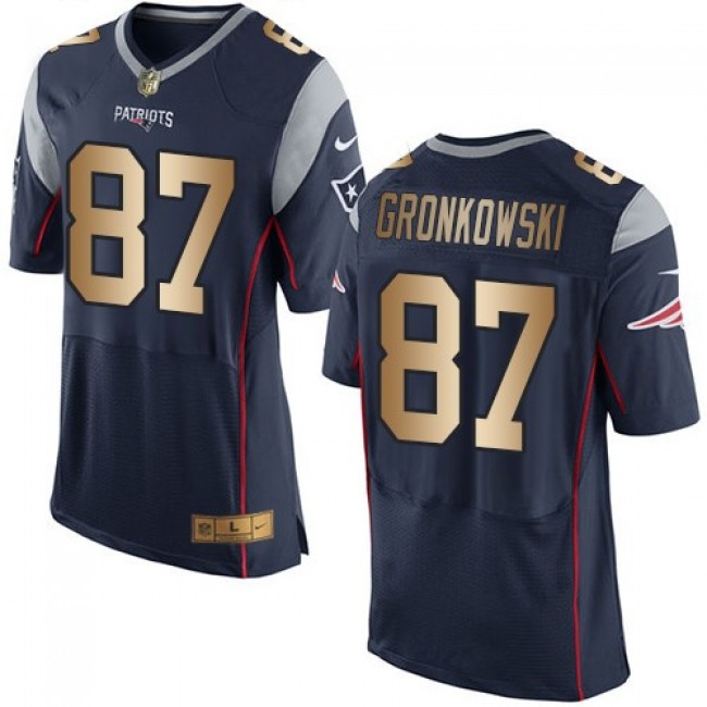 Nike Patriots #87 Rob Gronkowski Navy Blue Team Color Men's Stitched NFL New Elite Gold Jersey