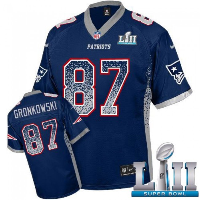 New England Patriots #87 Rob Gronkowski Navy Blue Team Color Super Bowl LII Youth Stitched NFL Elite Drift Fashion Jersey