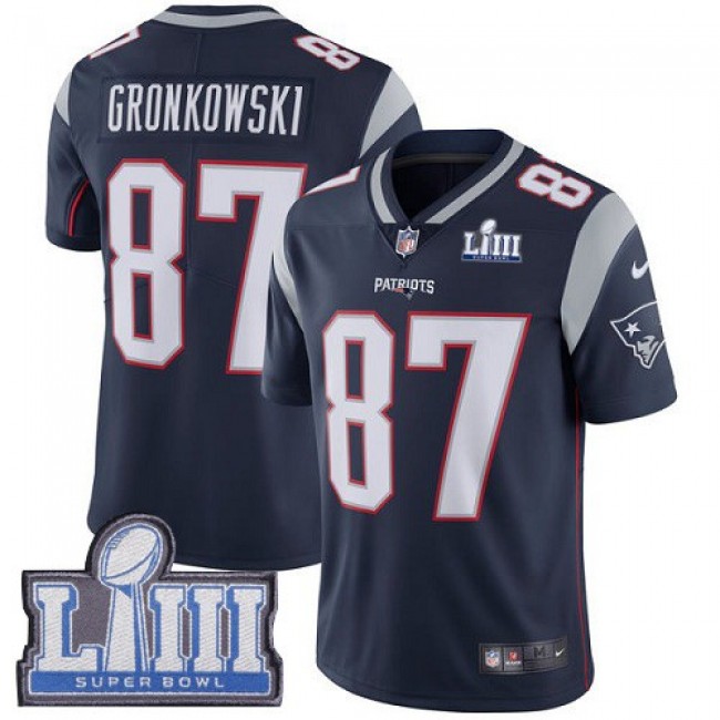 Nike Patriots #87 Rob Gronkowski Navy Blue Team Color Super Bowl LIII Bound Men's Stitched NFL Vapor Untouchable Limited Jersey