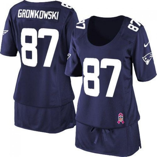 Women's Patriots #87 Rob Gronkowski Navy Blue Team Color Breast Cancer Awareness Stitched NFL Elite Jersey