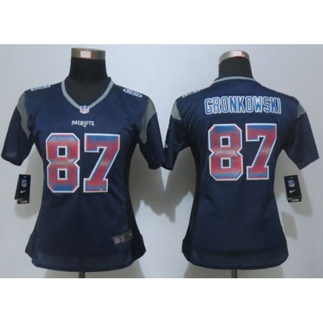 Women's Patriots #87 Rob Gronkowski Navy Blue Team Color Stitched NFL Elite Strobe Jersey