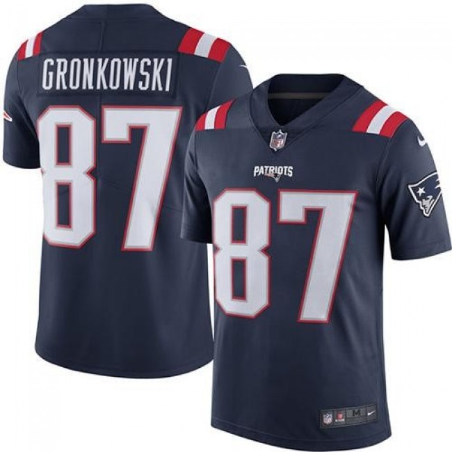New England Patriots #87 Rob Gronkowski Navy Blue Youth Stitched NFL Limited Rush Jersey