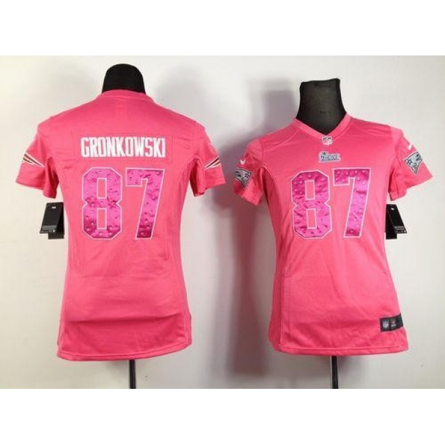 Women's Patriots #87 Rob Gronkowski Pink Sweetheart Stitched NFL Elite Jersey