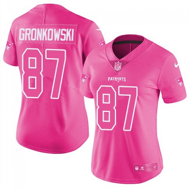 Women's Patriots #87 Rob Gronkowski Pink Stitched NFL Limited Rush Jersey