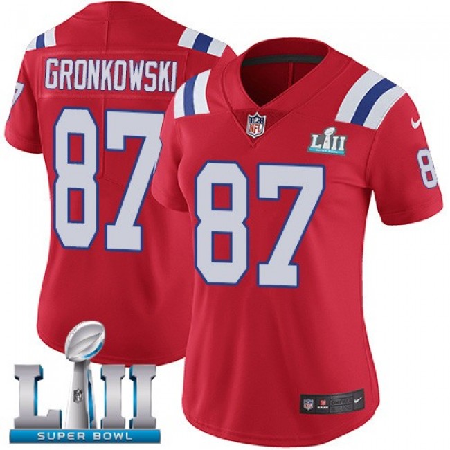 Women's Patriots #87 Rob Gronkowski Red Alternate Super Bowl LII Stitched NFL Vapor Untouchable Limited Jersey
