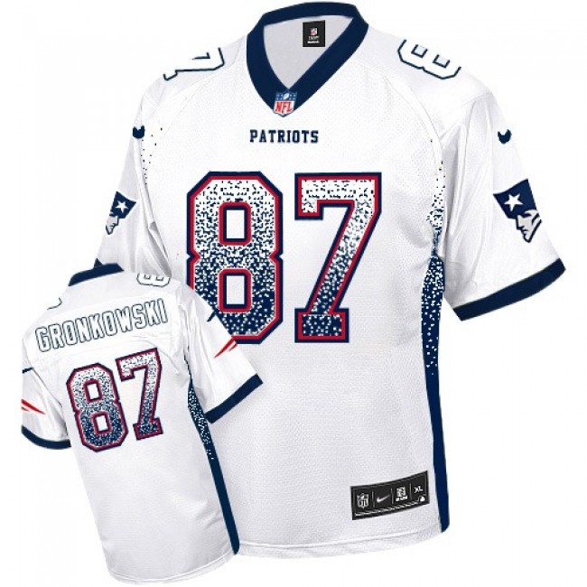 Nike Patriots #87 Rob Gronkowski White Men's Stitched NFL Elite Drift Fashion Jersey