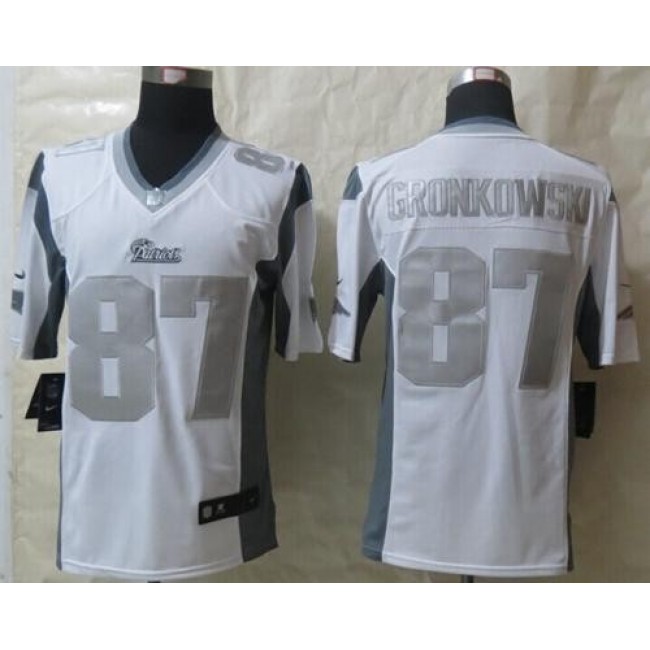 Nike Patriots #87 Rob Gronkowski White Men's Stitched NFL Limited Platinum Jersey