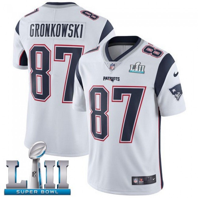 New England Patriots #87 Rob Gronkowski White Super Bowl LII Youth Stitched NFL Vapor Untouchable Limited Jersey