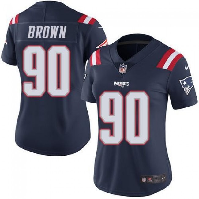 Women's Patriots #90 Malcom Brown Navy Blue Stitched NFL Limited Rush Jersey
