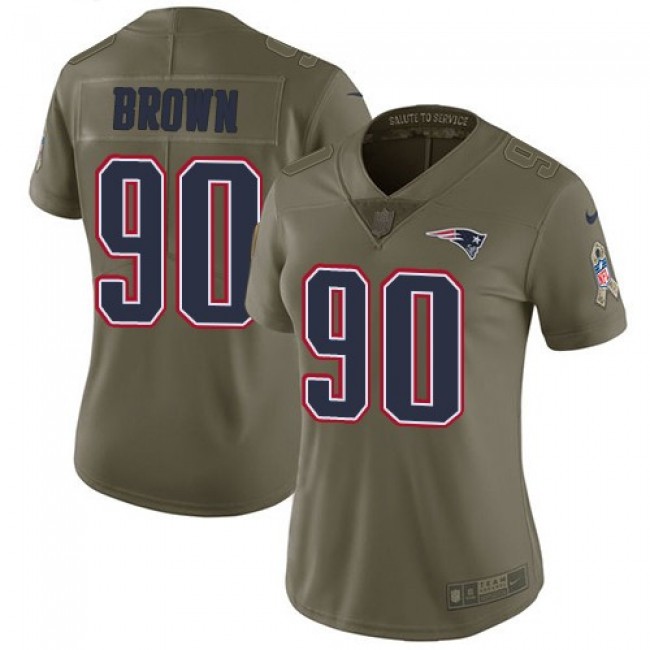 Women's Patriots #90 Malcom Brown Olive Stitched NFL Limited 2017 Salute to Service Jersey