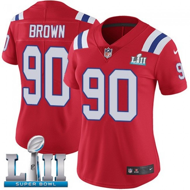 Women's Patriots #90 Malcom Brown Red Alternate Super Bowl LII Stitched NFL Vapor Untouchable Limited Jersey