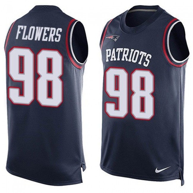 Nike Patriots #98 Trey Flowers Navy Blue Team Color Men's Stitched NFL Limited Tank Top Jersey