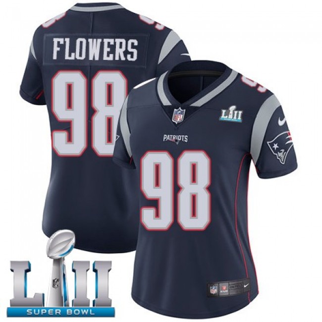 Women's Patriots #98 Trey Flowers Navy Blue Team Color Super Bowl LII Stitched NFL Vapor Untouchable Limited Jersey
