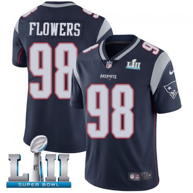 New England Patriots #98 Trey Flowers Navy Blue Team Color Super Bowl LII Youth Stitched NFL Vapor Untouchable Limited Jersey