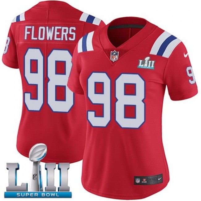Women's Patriots #98 Trey Flowers Red Alternate Super Bowl LII Stitched NFL Vapor Untouchable Limited Jersey
