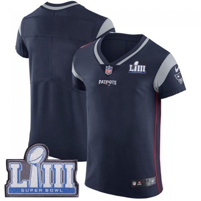 Nike Patriots Blank Navy Blue Team Color Super Bowl LIII Bound Men's Stitched NFL Vapor Untouchable Elite Jersey