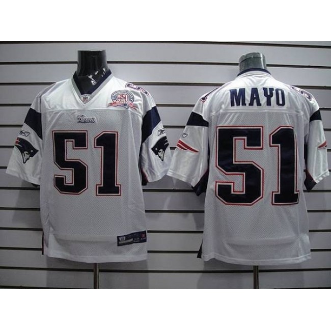 Patriots #51 Jerod Mayo White Stitched NFL Jersey