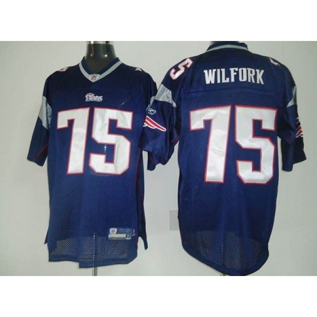 Patriots #75 Vince Wilfork Dark Blue Stitched NFL Jersey