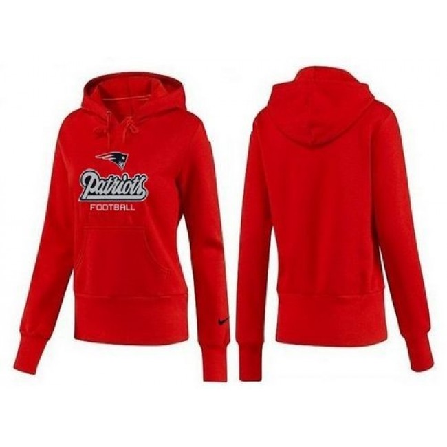 Women's New England Patriots Authentic Logo Pullover Hoodie Red Jersey