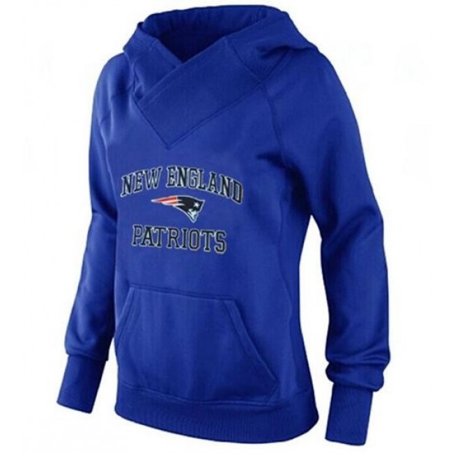 Women's New England Patriots Heart Soul Pullover Hoodie Blue Jersey