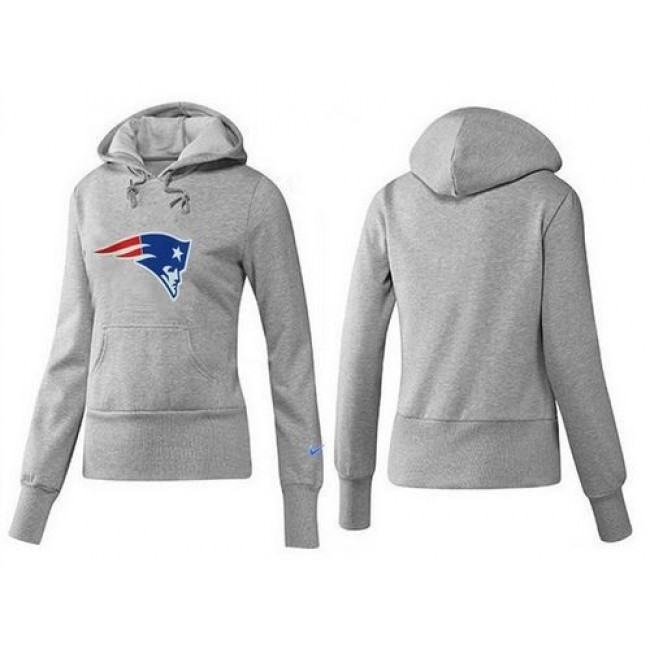 Women's New England Patriots Logo Pullover Hoodie Grey Jersey