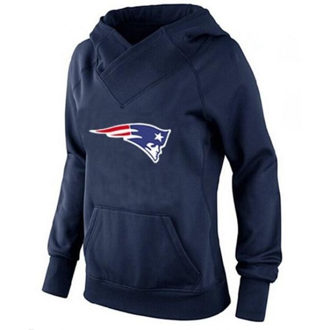 Women's New England Patriots Logo Pullover Hoodie Navy Blue Jersey