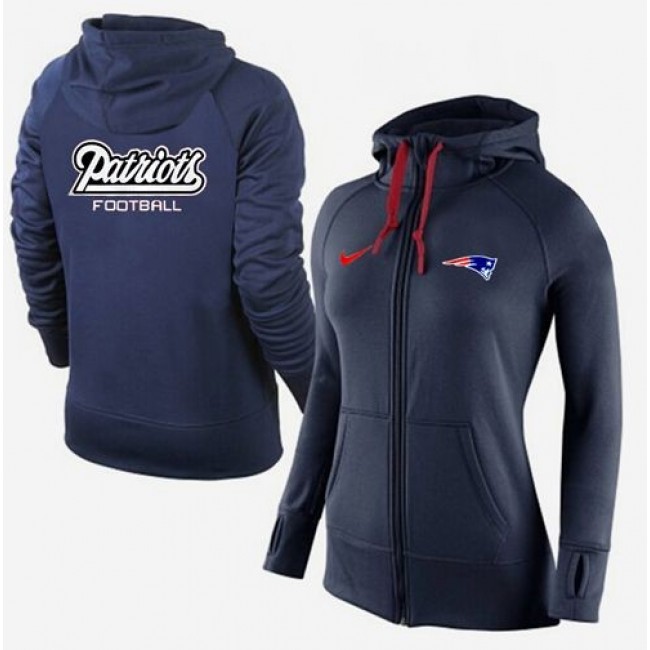Women's New England Patriots Full-Zip Hoodie Dark Blue Jersey
