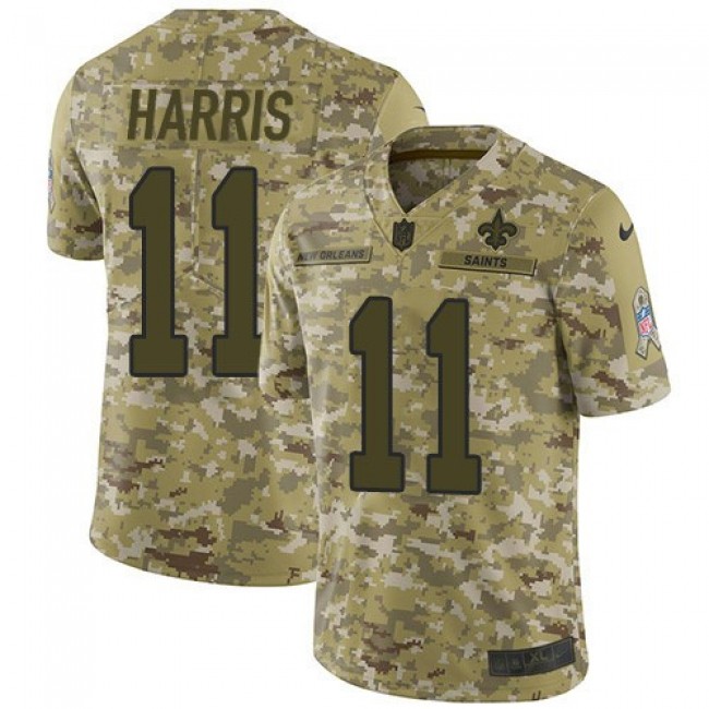 Nike Saints #11 Deonte Harris Camo Men's Stitched NFL Limited 2018 Salute To Service Jersey